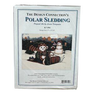 Design Connection Polar Sledding Counted Cross Stitch Kit Vintage Sealed
